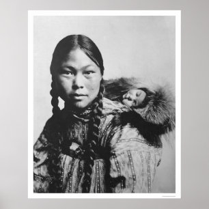 Poster Bebê na parte traseira Eskimo 1906 da mãe