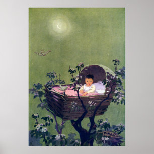 Poster Bebê no berço na canção de ninar da árvore