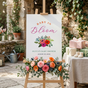 Poster Bebê no Bloom Bright Floral Chá de fraldas Bem-vin