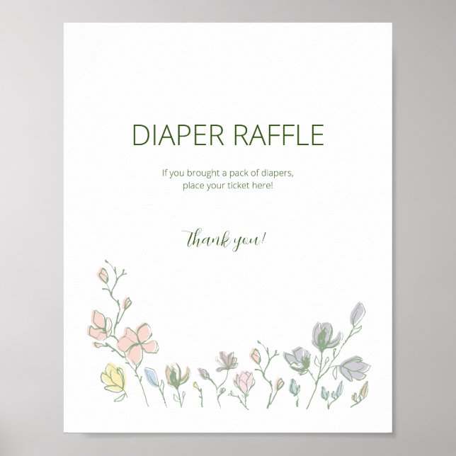 Poster Bebê no Bloom Chá de fraldas Sexo Neutro (Frente)