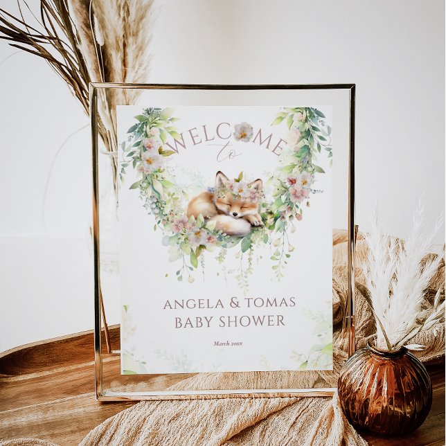 Poster Bebê no Bloomland Woodland Floral Baby Chá (Criador carregado)