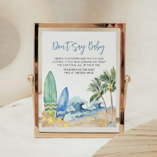Poster Bebê no Chá de fraldas da praia Conselho Não diga