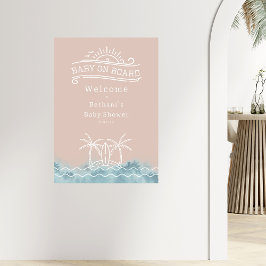 Poster Bebê no Conselho Surf Rosa Bem-vindo