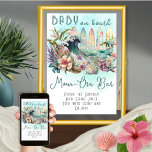 Poster Bebê no Conselho Surfe Tropical Mãe-Osa Bar<br><div class="desc">O exótico design floral exótico com tema de surfe tropical "Baby on Conselho" é um modelo chá de fraldas que apresenta um tema neutro em termos de gênero com um talento tropical. O design retrata um conjunto de pranchas coloridas com o oceano e uma onda intermitente em meio a um...</div>