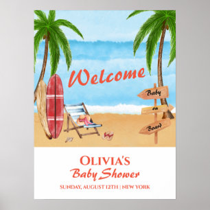 Poster Bebê no Conselho Surfing Chá de fraldas Bem-vindo