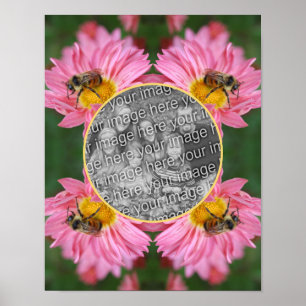 Poster Bebê no quadro da margarida rosa adicione sua foto