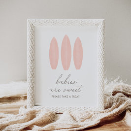 Poster Bebê no surfboard cor-de-rosa Conselho Os bebês sã