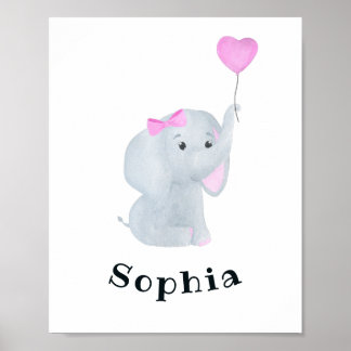 Poster Bebê Personalizado - Arte de Parede Elefante