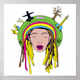 Poster bebê rasta hippie