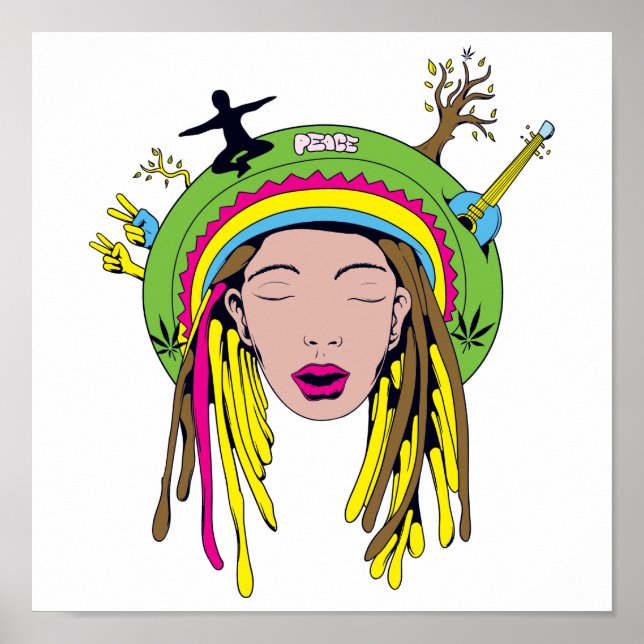 Poster bebê rasta hippie (Frente)