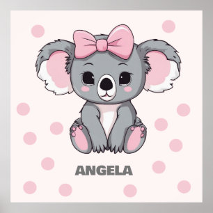 Poster Bebê Rosa Koala Bear