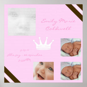 Poster Bebê Rosa Rainha Collage Arte de Parede
