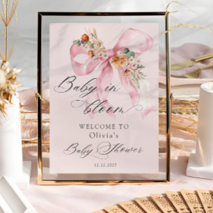 Poster Bebê rosa-rosa-rosa com Arco Bloqueio Bem-vindo
