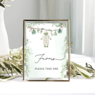 Poster Bebê Roupas Boho Sage Chá de fraldas Verde Favorit
