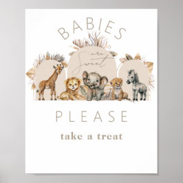 Poster Bebê Safari Animais Boho Chá de fraldas