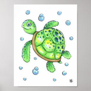 Poster Bebê Tartaruga Marinha Adorável