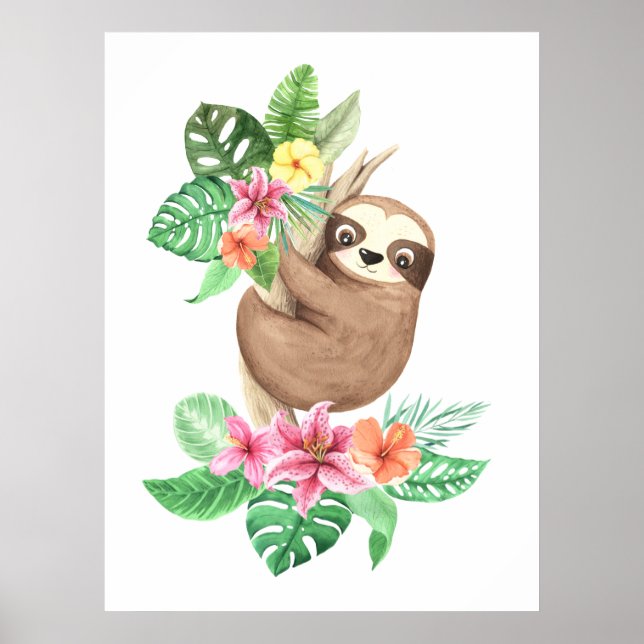 Poster Bebê tropical Sloth (Frente)