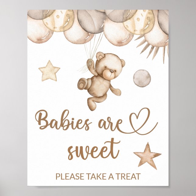 Poster Bebê urso de pelúcia Bebês são doces (Frente)