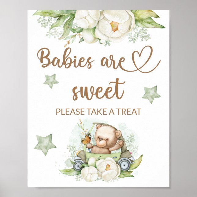 Poster Bebê urso de pelúcia Bebês são doces (Frente)