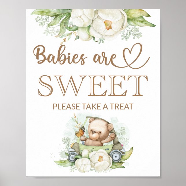 Poster Bebê urso de pelúcia Bebês são doces (Frente)