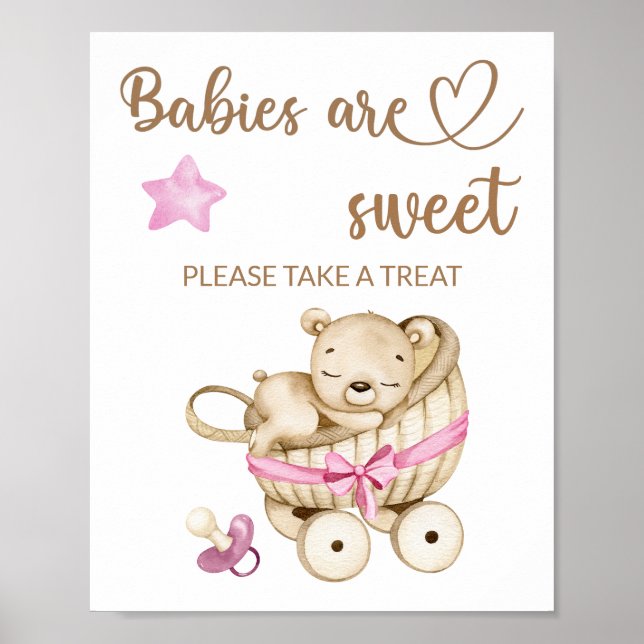 Poster Bebê urso de pelúcia Bebês são doces (Frente)