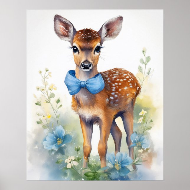 Poster Bebê Veado Menino Vintage 1 (Frente)