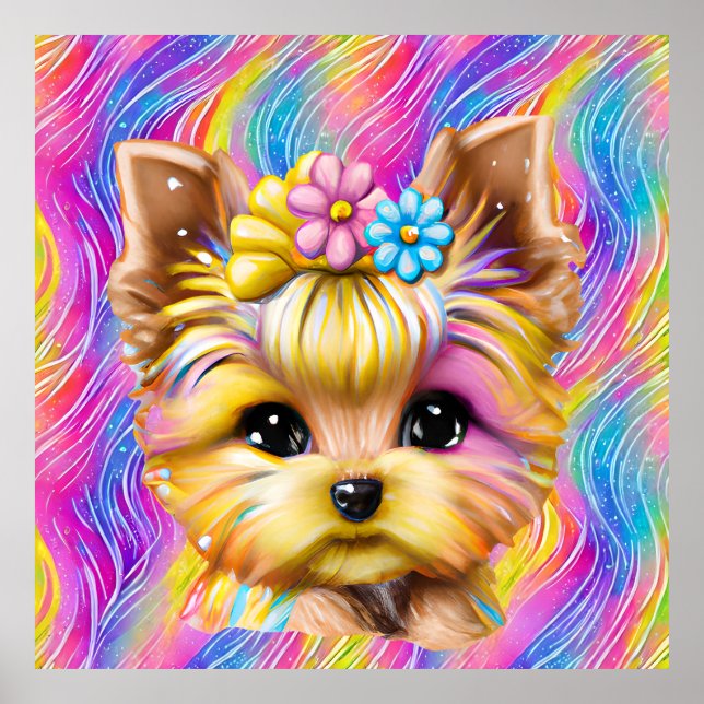 Poster Bebê-Yorkie bonito e adorável (Frente)