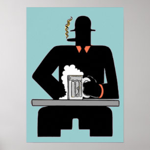 Poster Bebedor de cerveja do art deco
