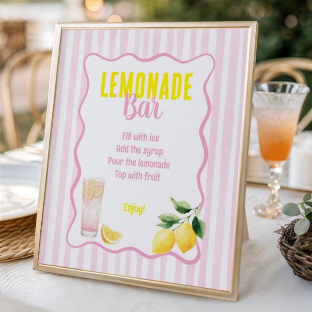 Poster Bebedouro de Limonada com Listras Rosa de Limão Re (Criador carregado)