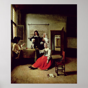 Pôster Bebendo com soldados, 1658 da mulher
