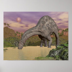 Poster Bebendo de dinossauro Dicraeossauro - renderização