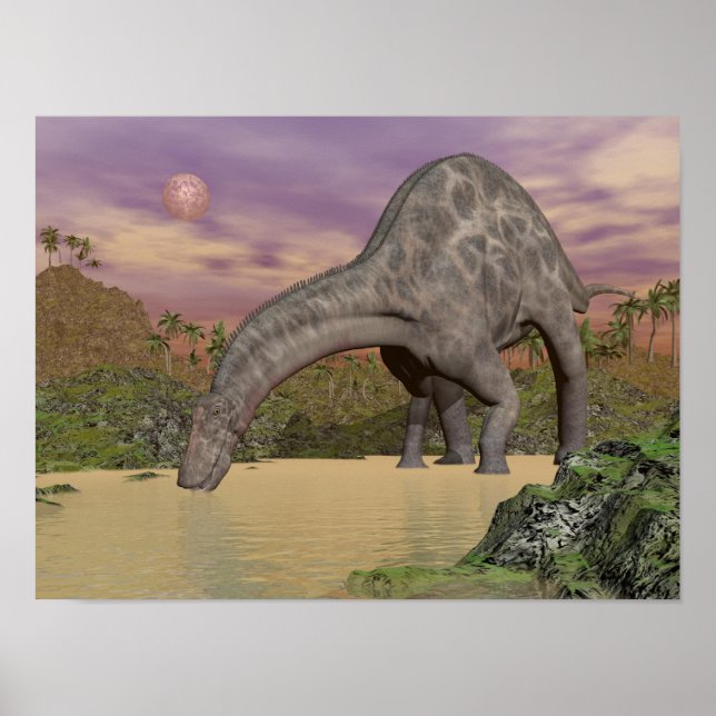 Poster Bebendo de dinossauro Dicraeossauro - renderização (Frente)