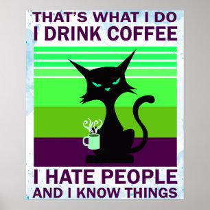 Poster bebendo de gato preto