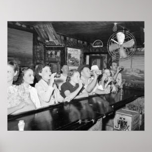 Poster Bebendo em um Bar na Louisiana, 1938. Foto Antiga
