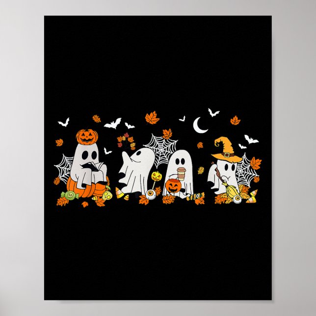 Poster Bebendo Fantasma Bonito Café Halloween Queda Ghost (Frente)