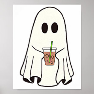 Poster Bebendo Fantasma Dia de as Bruxas engraçado De Caf