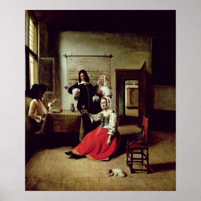 Pôster Bebendo feminino com soldados, 1658 (Frente)