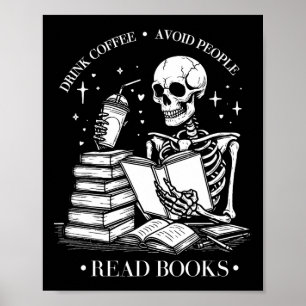 Poster Beber Café Evitar que Pessoas Leia Livros Hallowee