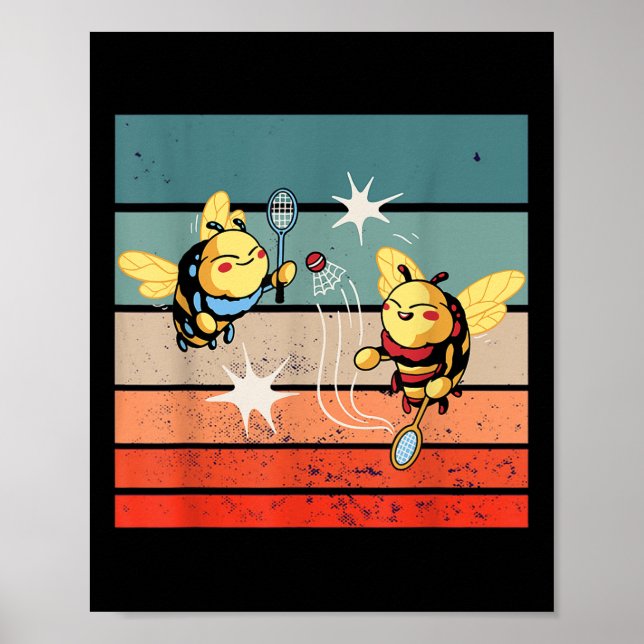 Poster Bebês Badminton Dynamic Cartoonish Trabalho de art (Frente)