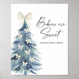 Poster Bebês de árvore de inverno em aquarela são doces p