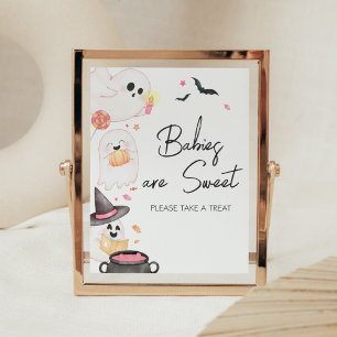 Poster Bebês de Boo Halloween rosa são doces