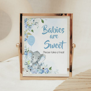 Poster Bebês de elefante de amendoim azul são doces