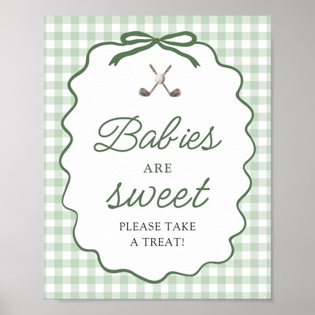 Poster Bebês de golfe com laço de gingado verde salvia sã (Frente)