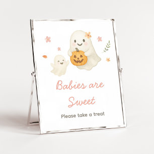 Poster Bebês de Halloween Pink Little Boo são Doce Sinal