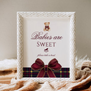 Poster Bebês de Urso de Pelúcia são doces Xadrez de Laço