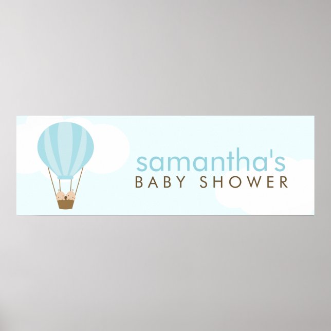 Pôster Bebês gêmeos num balão de ar quente verde (Frente)