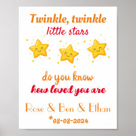 Poster Bebês Personalizados Triplets Nursery Decor, Estre