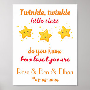 Poster Bebês Personalizados Triplets Nursery Decor, Estre