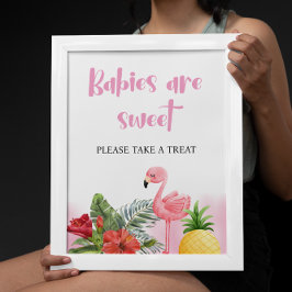 Poster Bebês Rosa Flamingo Tropicais são Sinal Doce