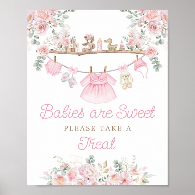 Poster Bebês Rosa Roupas Bebês Bebês são Mesa doce Sinal (Frente)